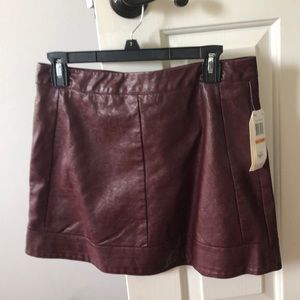 Maroon pleather skirt